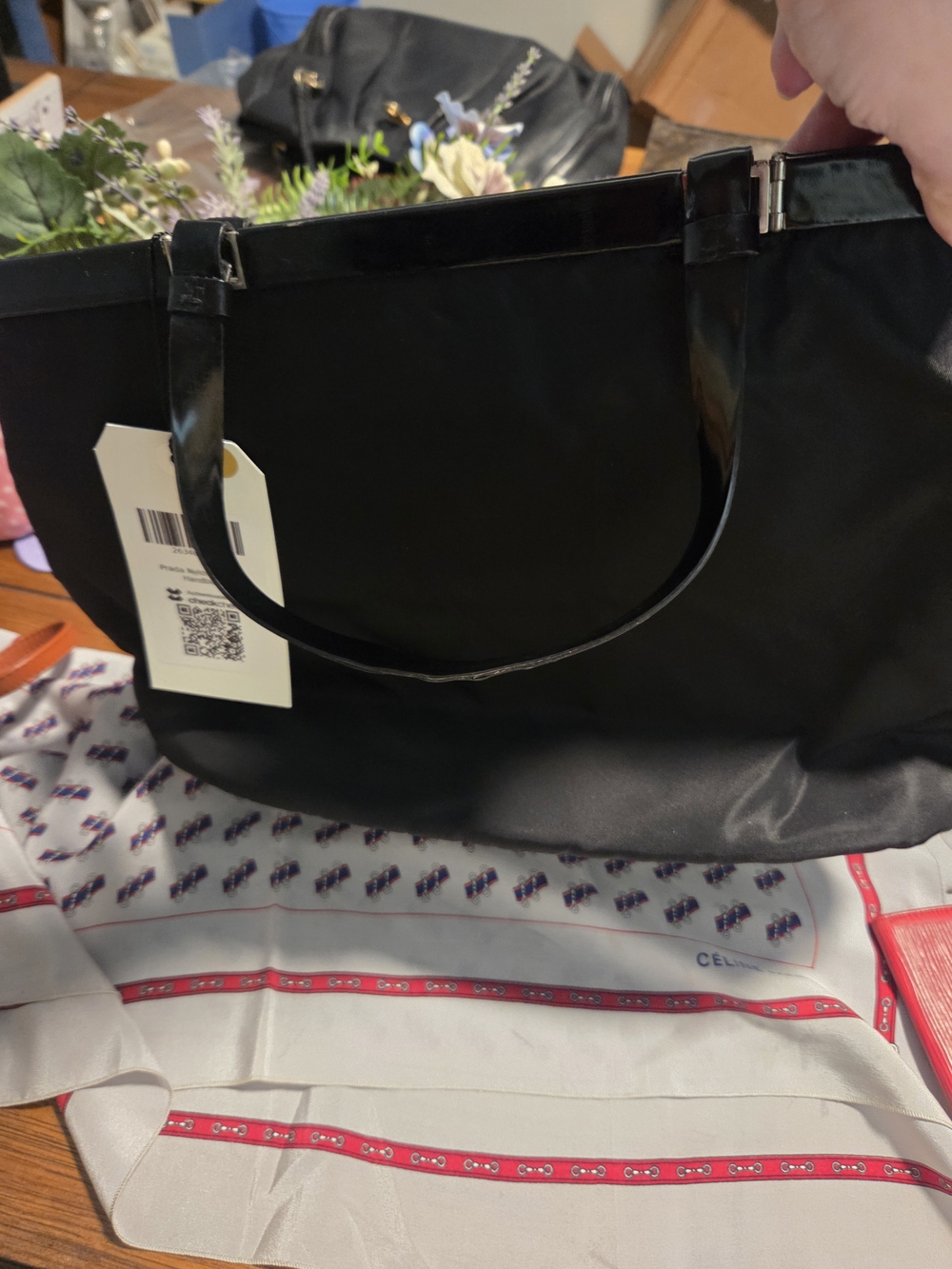 Prada Black Shoulder Bag with Glossy Trim - Picture 4 of 15
